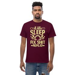 eat sleep fix shit repeat funny mechanic unisex classic tee for mechanics