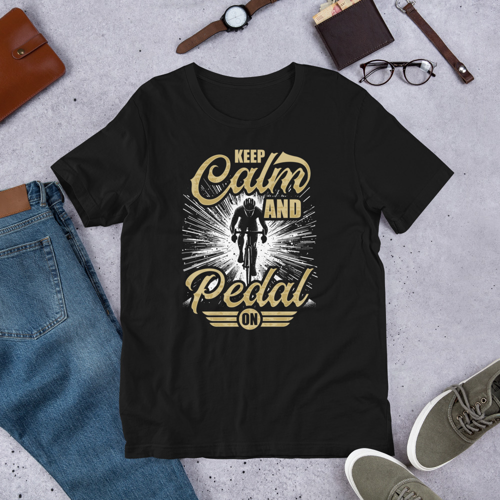KEEP CALM AND PEDAL ON Funny Bike Unisex Tshirt For Bicycle Riders 0