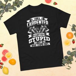 i am a carpenter i can not fix stupid but i can fix what stupid does funny carpentry unisex classic tee
