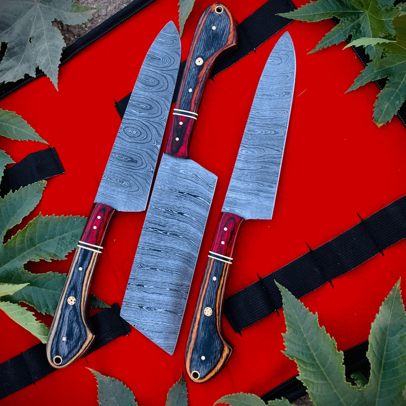 5 Pcs Damascus Steel BBQ Chef Set Handmade Kitchen Knives Hand Forged Chef Knives Set Damascus Chef 1