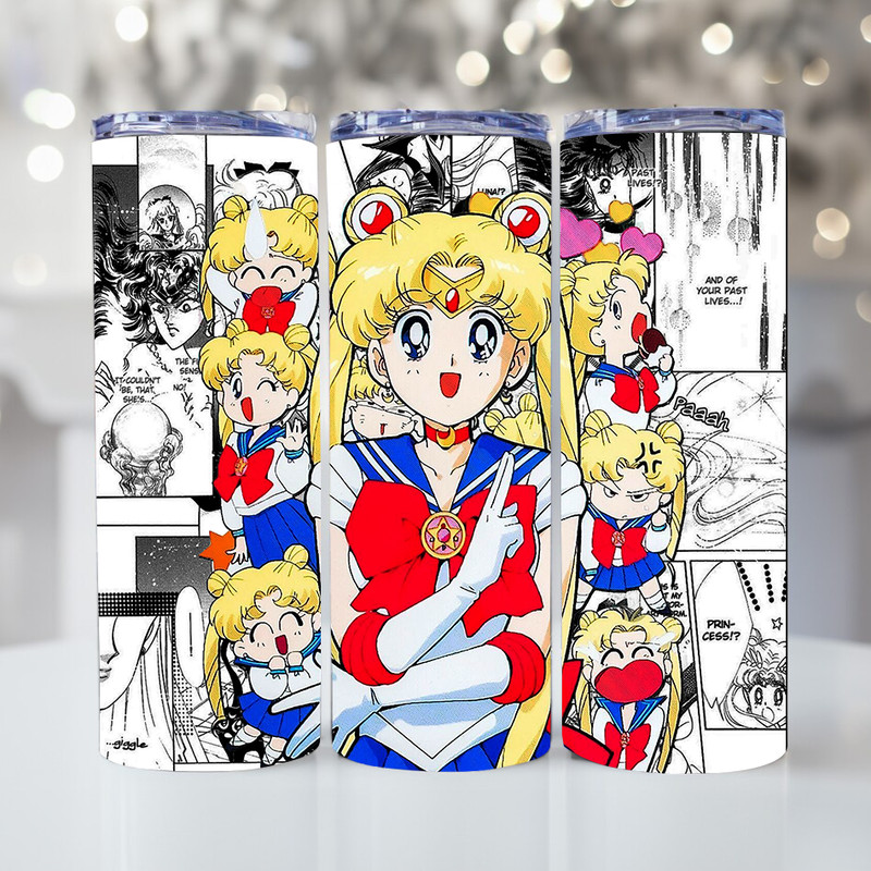 Anime 20 Oz 30 Oz Tumbler Wraps Sailormoon Skinny Tumbler Sailormoon PNG 0