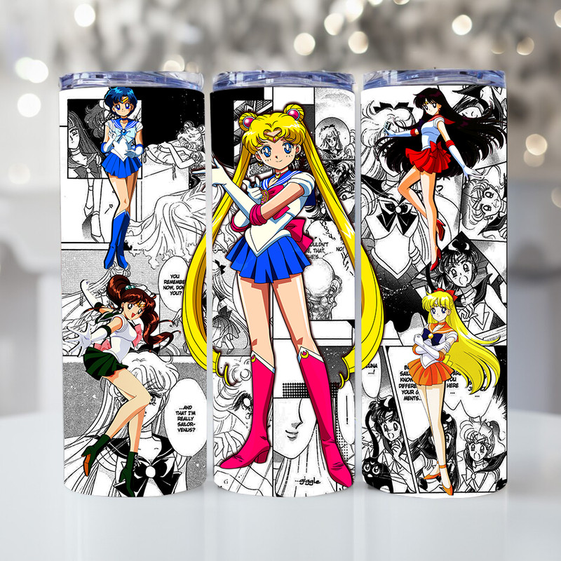 Straight 20 Oz  30 Oz Anime Tumbler PNG  Sailor Moon Skinny Tumbler  Manga Panel Png 0