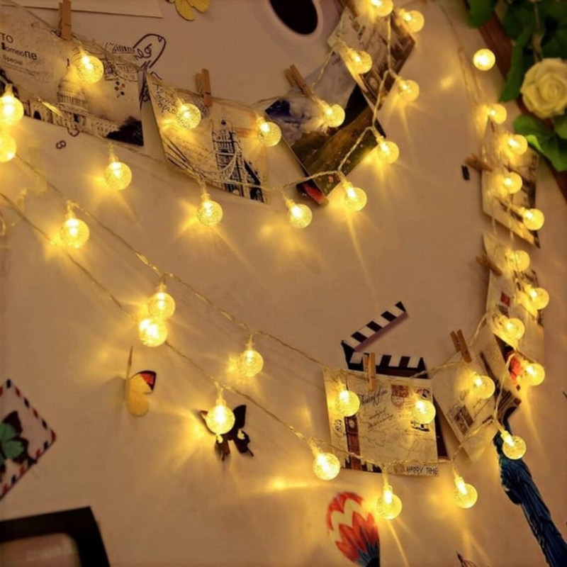 Autumnal Outdoor Light Chain In Crystal Ball Shape Extra Long With Battery Perfect As Room Decorati 3