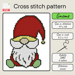 Cross stitch Pattern Gnome, Counted Cross Stitch, Gnomes Cross Stitch, Funny Cross Stitch