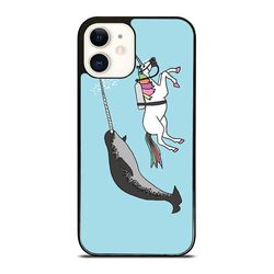 unicorn with narwal whale for iphone case