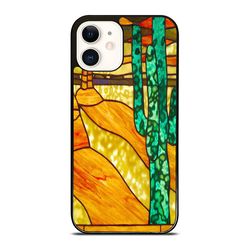 cactus stained glass iphone case - stylish & durable phone cover for iphone, samsung galaxy, and google pixel