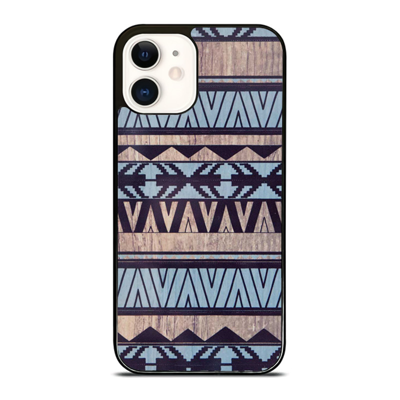 Blue Aztec Pattern Art Wood Custom IPhone Case  Personalize Your Style Today 0