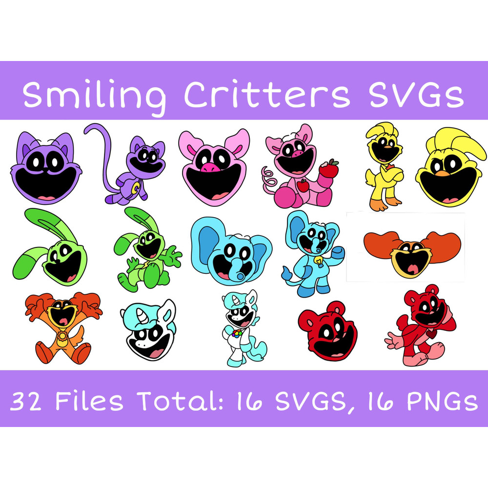 15 Smiling Critters Cartoon Colorful Layered SVG Files For CricutBundle For Cricut SVG Layered Digi 0