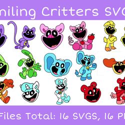 15 smiling critters cartoon colorful layered svg files for cricut-bundle for cricut, svg, layered, digital download