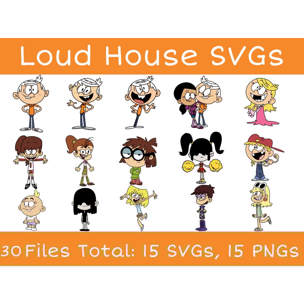 15 The Loud House Cartoon Colorful Layered SVG Files For CricutBundle For Cricut SVG Layered Digita 0