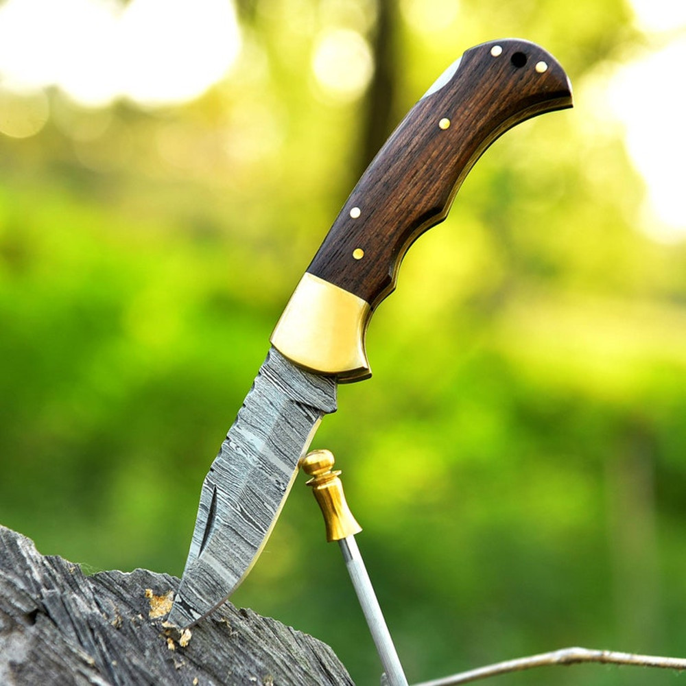 Handmade Damascus Folding Knife For Men Damascus Hunting Knife With Sheath Best For Edc Camping H 1