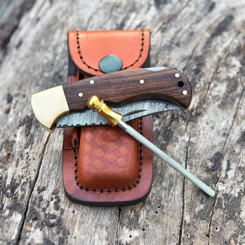 Handmade Damascus Folding Knife For Men Damascus Hunting Knife With Sheath Best For Edc Camping H 3