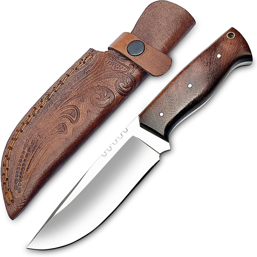 D2 Hunting Knife  10 Inches Handmade Fixed Blade Knife With Leather Sheath  Perfect For Bushcraft C 0