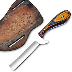 handmade d2 steel bull cutter knife with sheath, 8 inches fixed blade knife best for camping, hunting and outdoors