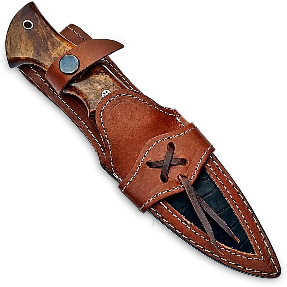 Handmade D2 Steel Hunting Knife Bushcraft Fixed Blade Knife With Sheath And Horizontal Carry Wood 1