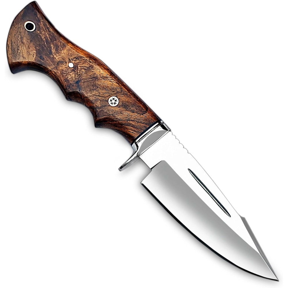 Handmade D2 Steel Hunting Knife Bushcraft Fixed Blade Knife With Sheath And Horizontal Carry Wood 4