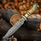 14 Damascus Steel Bowie Knife With Camel Bone And Brass Handle Trailing Point Blade Hunting Knife 2