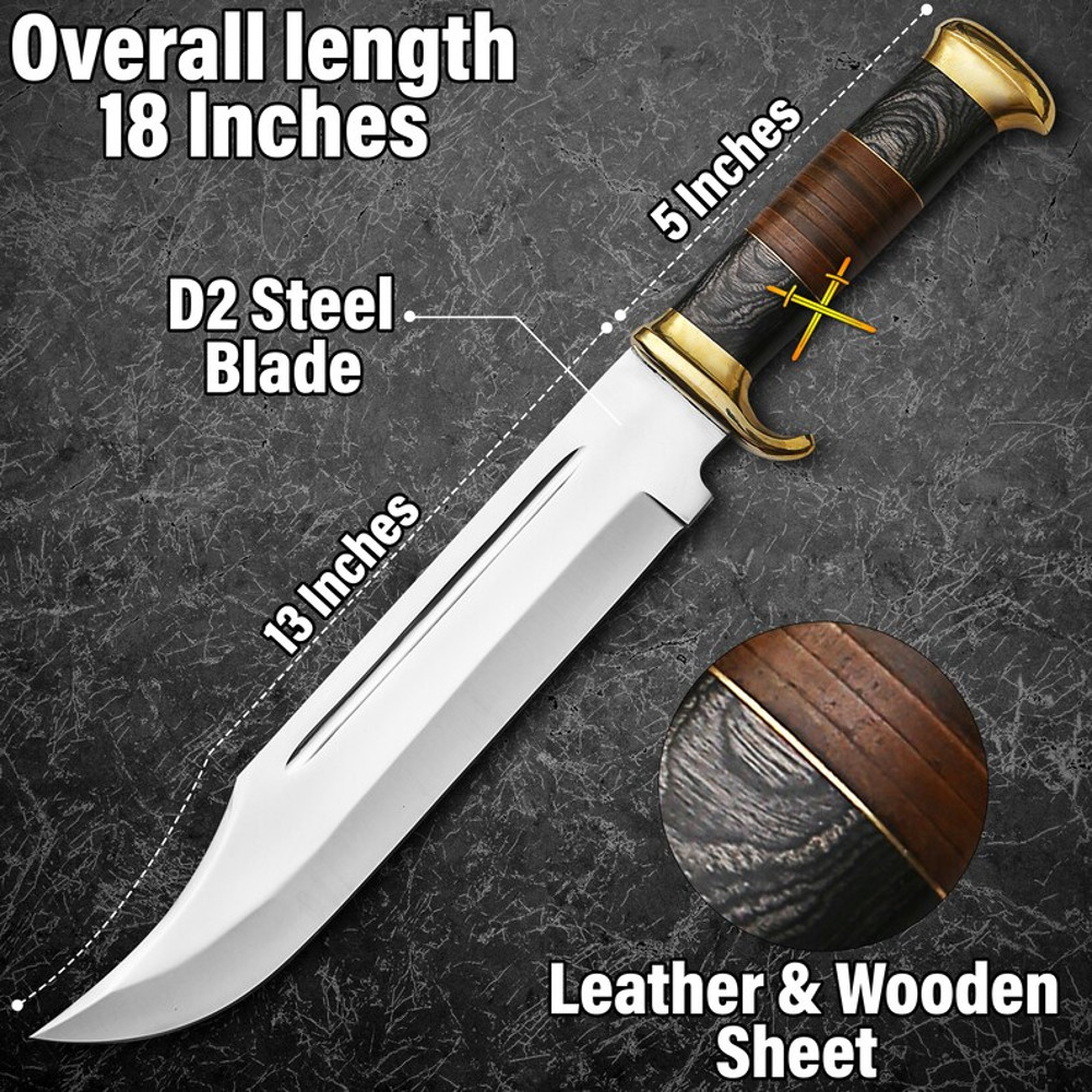 18 Handmade Bowie Knife With Sheath Crocodile Dundee Knife D2 Steel Blade Best Hunting Knife Outdoo 5