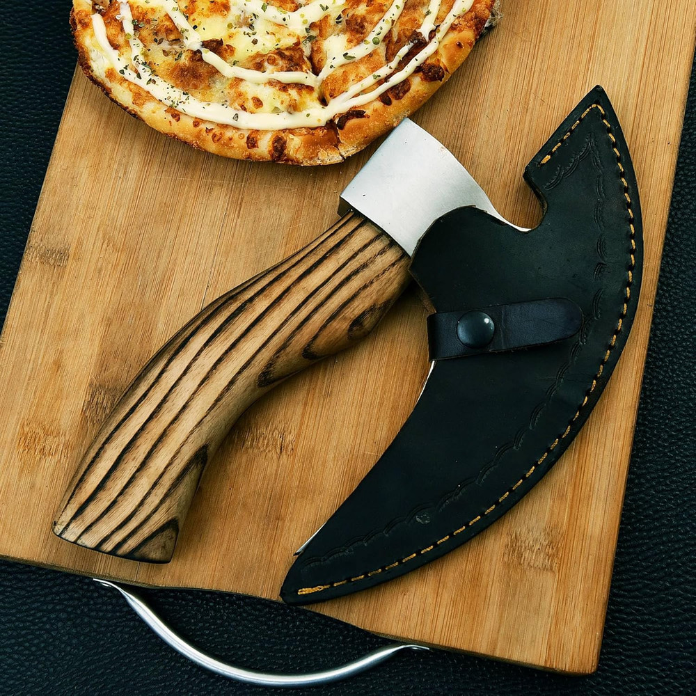 Handmade 95 Inches Viking Pizza Cutter With Rosewood Handle Super Sharp Carbon Steel Axe Blade Piz 1