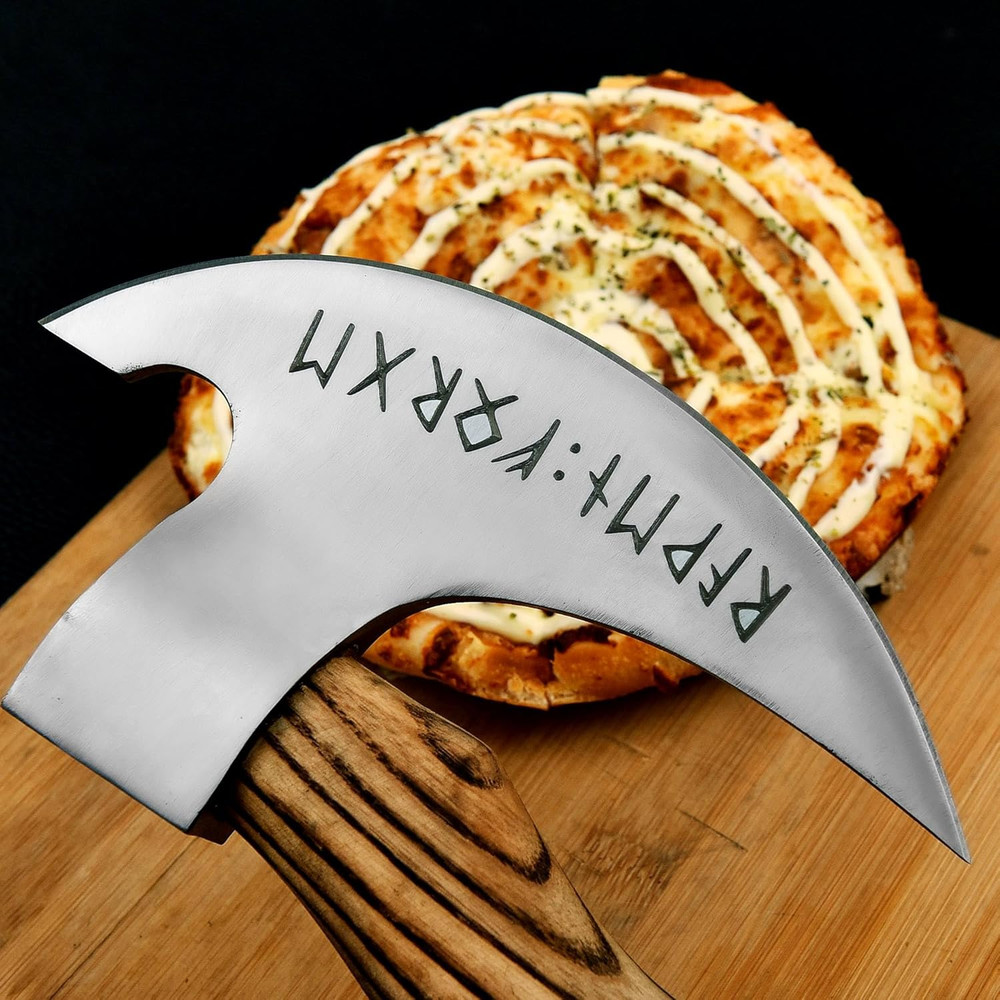 Handmade 95 Inches Viking Pizza Cutter With Rosewood Handle Super Sharp Carbon Steel Axe Blade Piz 2