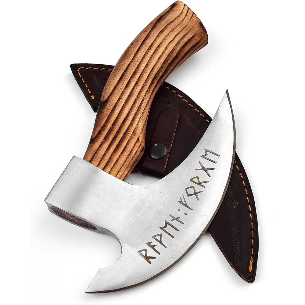 Handmade 95 Inches Viking Pizza Cutter With Rosewood Handle Super Sharp Carbon Steel Axe Blade Piz 3