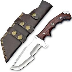 handmade d2 tracker knife with sheath for outdoor survival camping bushcraft - fixed blade hunting knives