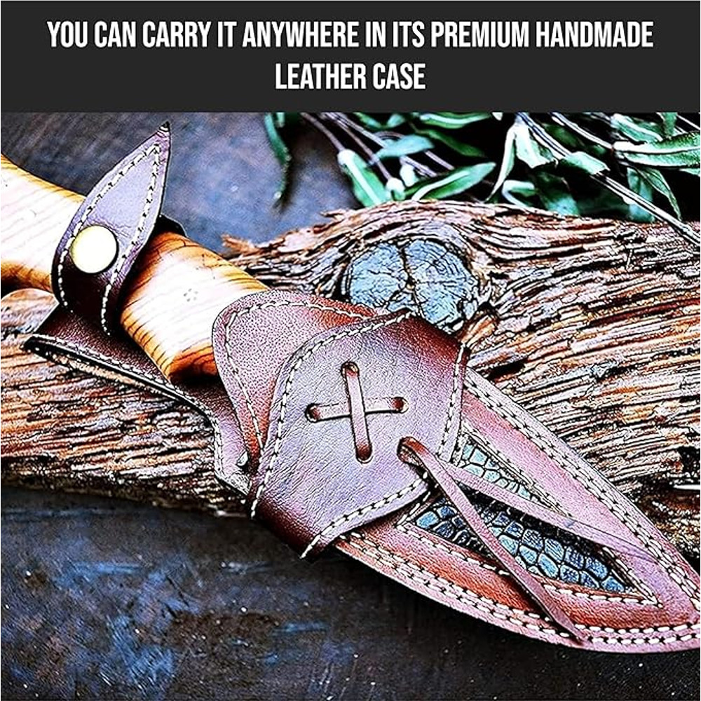 Bushcraft Fixed Blade Hunting Knife With Sheath And Olive Wood Handle  10 Inches EDC Skinning Knife 4