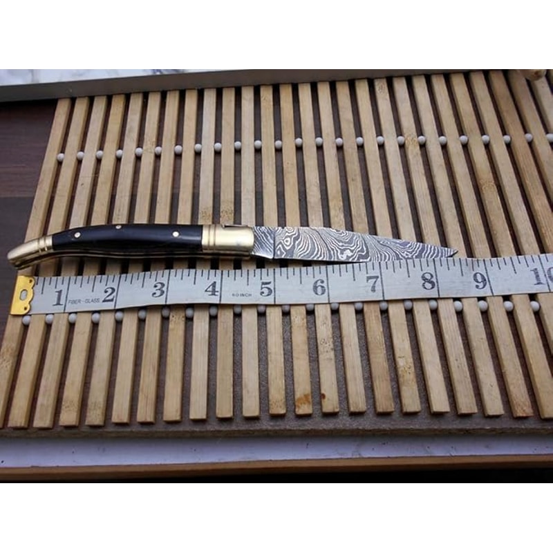 Laguiole Damascus Steel Folding Knife 86 Long With 41 Hand Forged Custom Twist Patren Blade 2