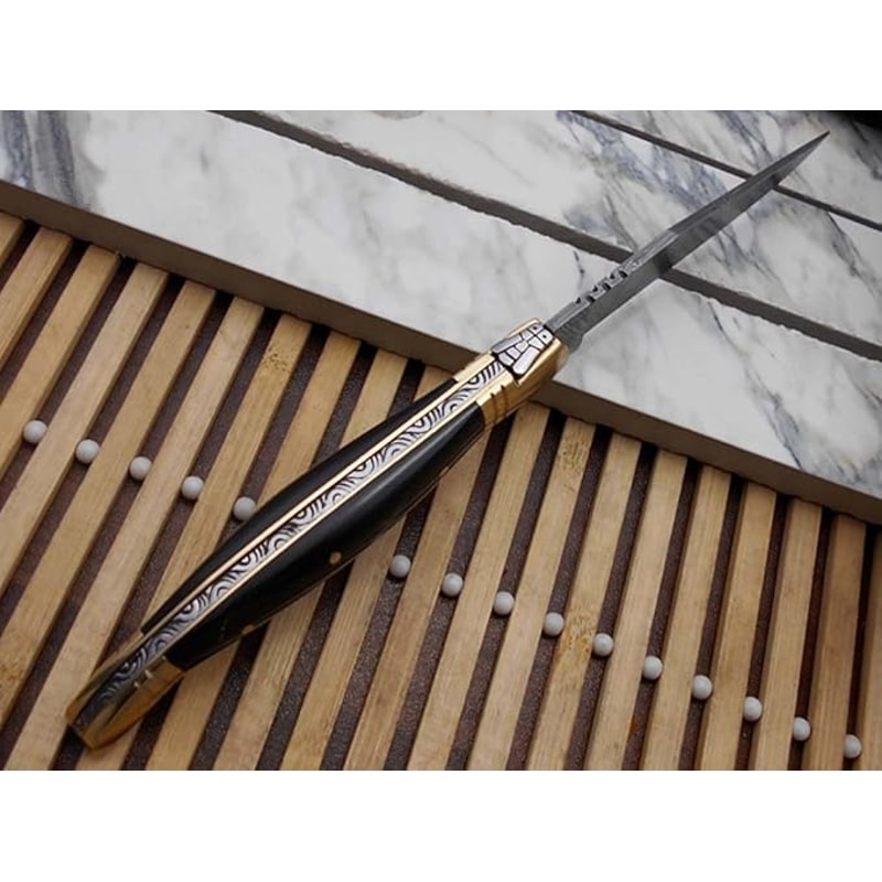 Laguiole Damascus Steel Folding Knife 86 Long With 41 Hand Forged Custom Twist Patren Blade 4