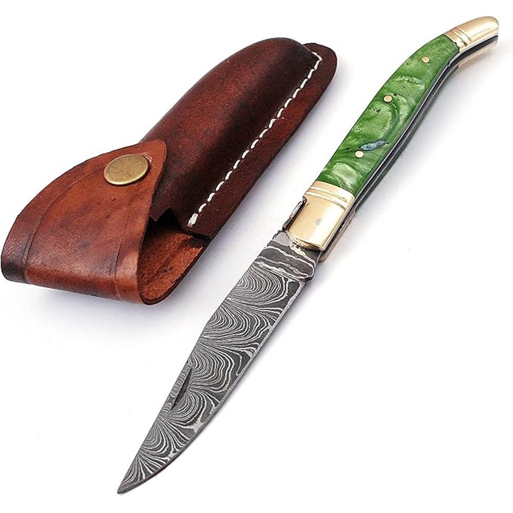 Laguiole Damascus Steel Folding Knife 86 Long With 41 Hand Forged Custom Twist Patren Blade With Gr 0