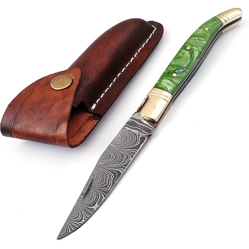 Laguiole Damascus Steel Folding Knife 86 Long With 41 Hand Forged Custom Twist Patren Blade With Gr 0