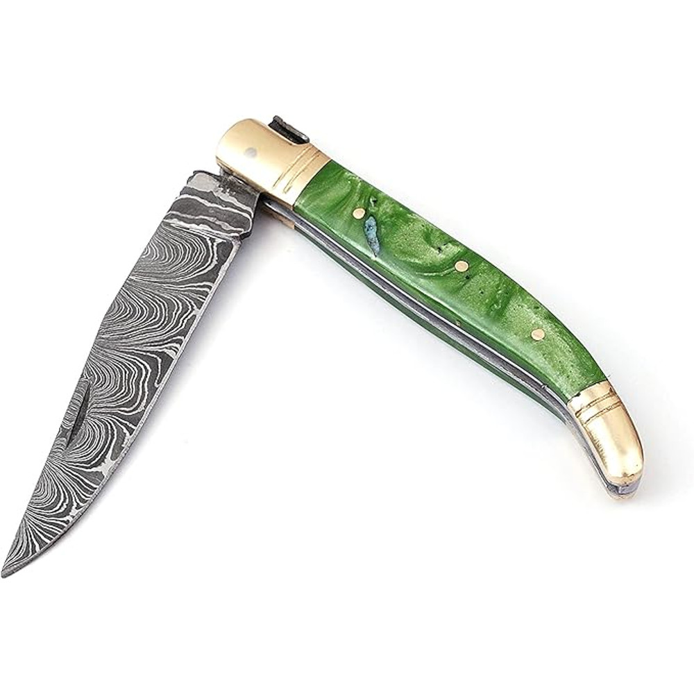Laguiole Damascus Steel Folding Knife 86 Long With 41 Hand Forged Custom Twist Patren Blade With Gr 4