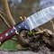 Handmade 9 Inch Fixed Blade Damascus Bushcraft Skinner For Hunting Outdoor Survival Knife With Leat 0