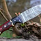 Handmade 9 Inch Fixed Blade Damascus Bushcraft Skinner For Hunting Outdoor Survival Knife With Leat 0