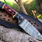 Handmade 9 Inch Fixed Blade Damascus Bushcraft Skinner For Hunting Outdoor Survival Knife With Leat 2