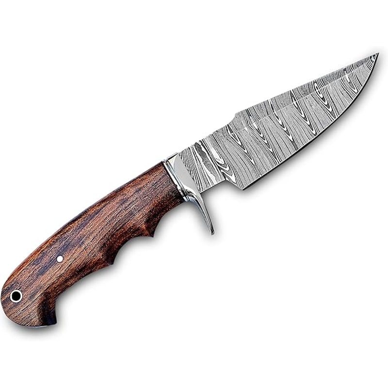 Handmade 10 Damascus Hunting Knife Bushcraft Fixed Blade Hunting Knife With Sheath And Rose Wood H 1