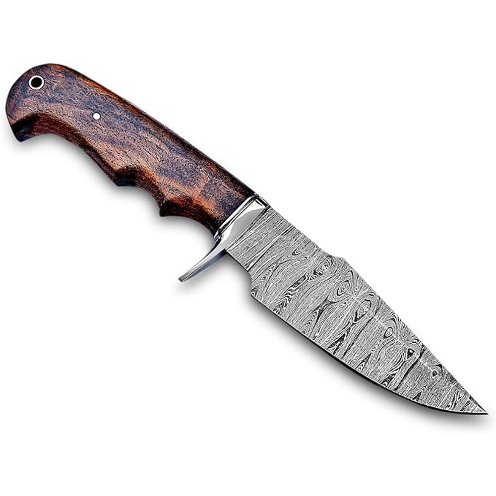Handmade 10 Damascus Hunting Knife Bushcraft Fixed Blade Hunting Knife With Sheath And Rose Wood H 3