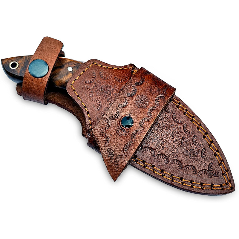 Handmade 8 Damascus Hunting Knife  Bushcraft Fixed Blade Hunting Knife With Sheath And Rose Wood Ha 6