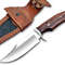 Handmade 10 Inch Damascus Hunting Knife  Bushcraft Fixed Blade Hunting Knife With Sheath And Rose W 0