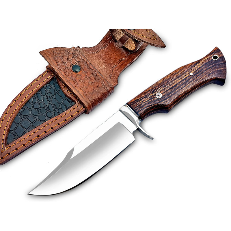 Handmade 10 Inch Damascus Hunting Knife  Bushcraft Fixed Blade Hunting Knife With Sheath And Rose W 0