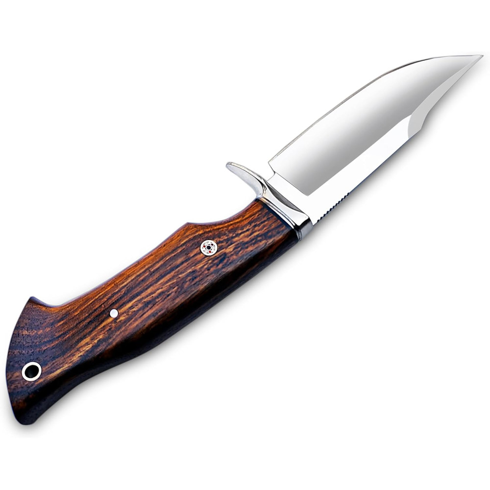 Handmade 10 Inch Damascus Hunting Knife  Bushcraft Fixed Blade Hunting Knife With Sheath And Rose W 5