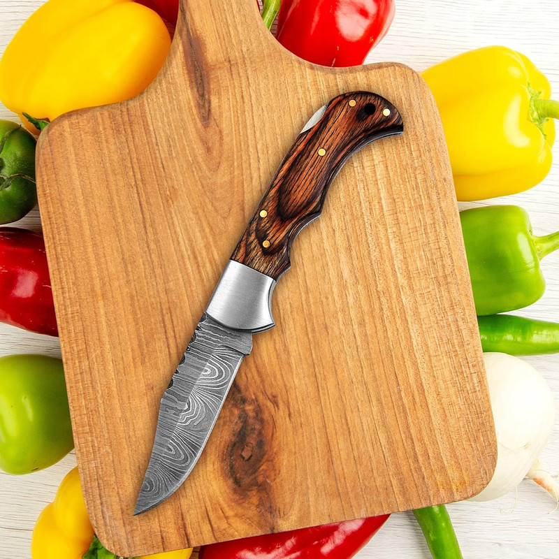 Handmade Damascus Pocket Knife For Men  65 Inches Damascus Folding Knife With Sheath  Pocket Knives 7