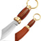 Mini Keychain Knife 335 Inch Stainless Steel Fixed Blade Knife With Leather Sheath Wood Handle EDC 0