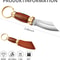 Mini Keychain Knife 335 Inch Stainless Steel Fixed Blade Knife With Leather Sheath Wood Handle EDC 1