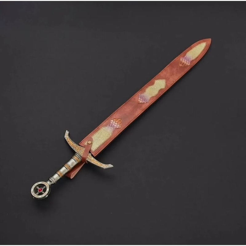 CUSTOM HANDMADE FORGED DAMASCUS STEEL HUNTING VIKING REAL LONG SWORD WITH SHEATH 2