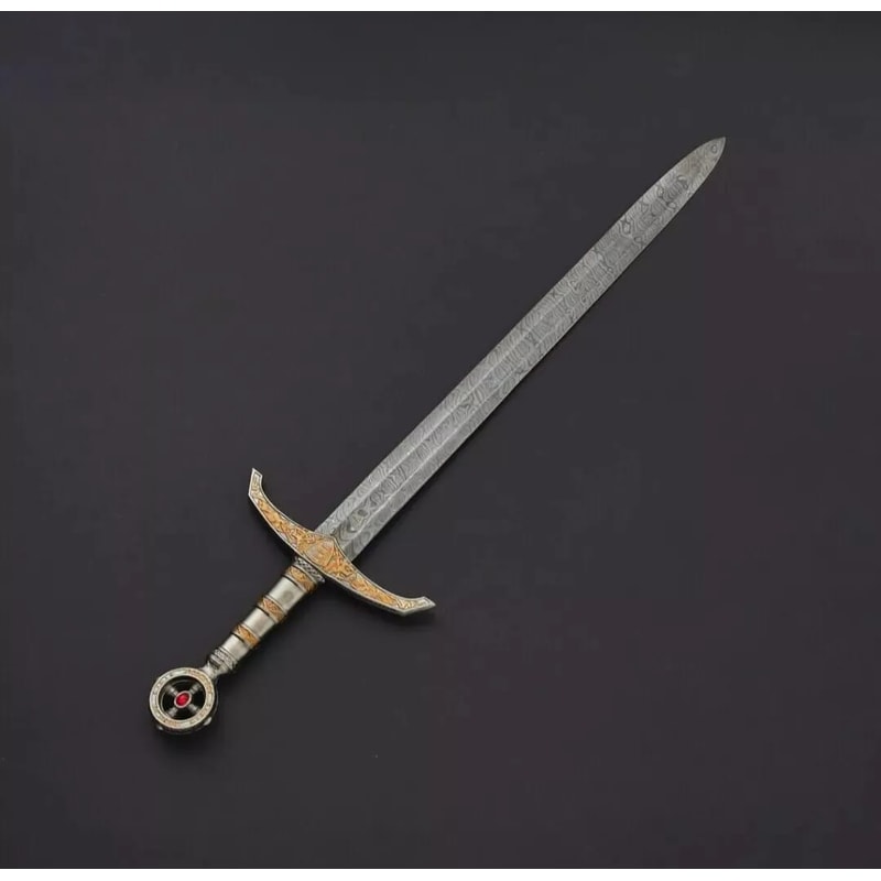 CUSTOM HANDMADE FORGED DAMASCUS STEEL HUNTING VIKING REAL LONG SWORD WITH SHEATH 1