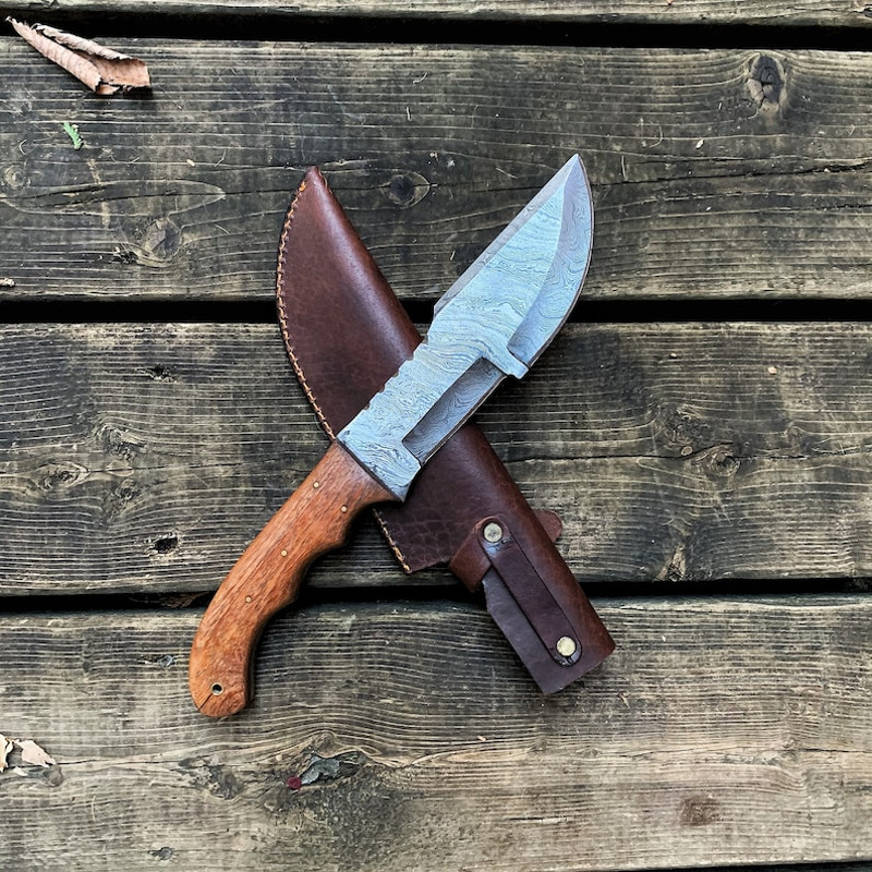 Hand Made Damascus Steel Tracker Knife For Hunting Camping Fishing And All Outdoor Activities With  0