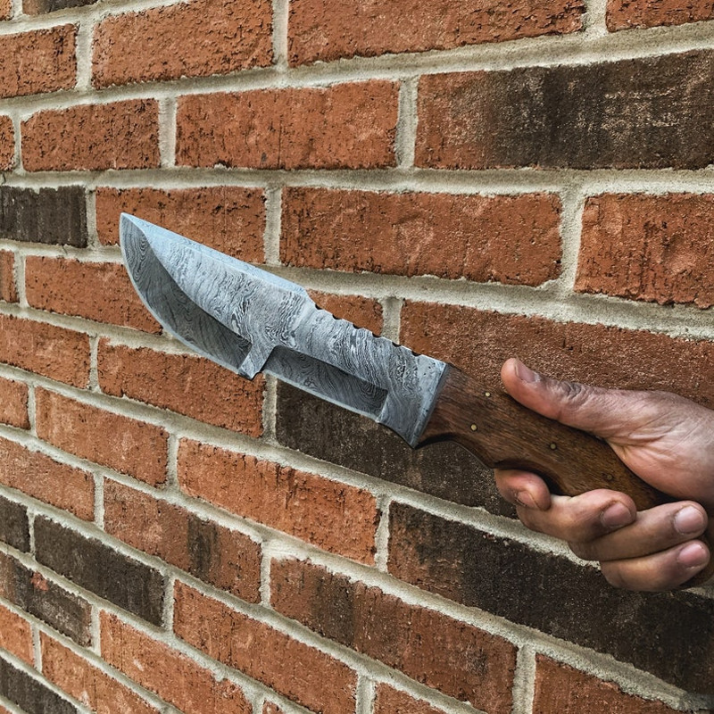 Hand Made Damascus Steel Tracker Knife For Hunting Camping Fishing And All Outdoor Activities With  7