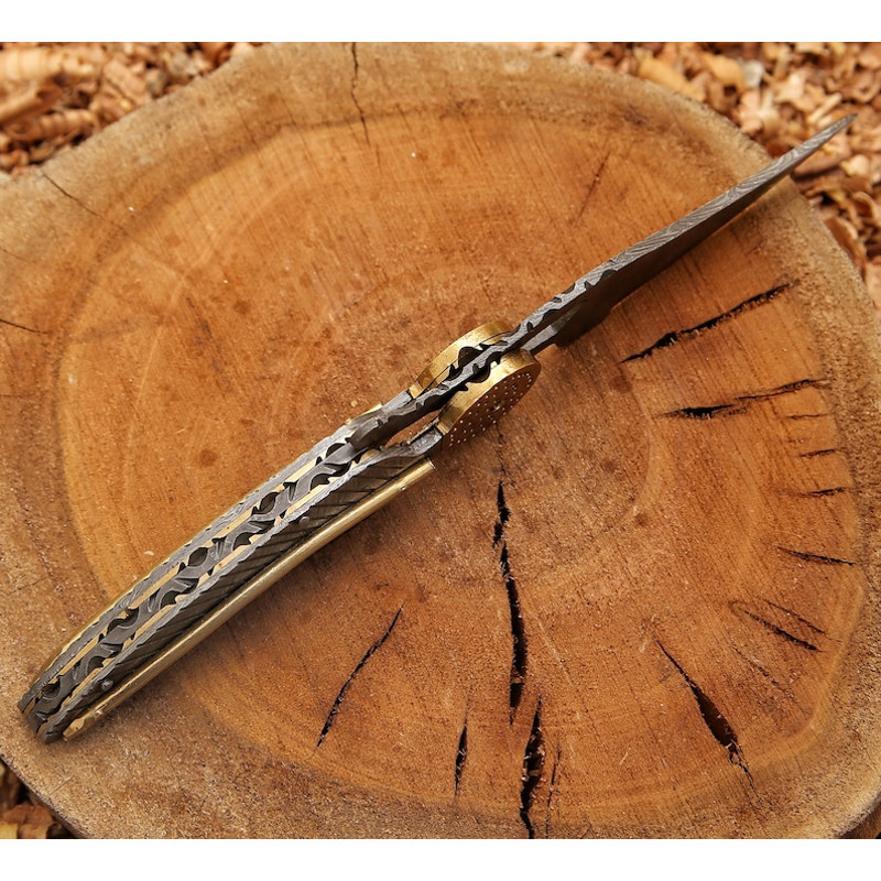 Damascus Leaf Knife Folding Knife Damascus Knives Gift For Him Engraved Handle Handmade Knife Chris 2