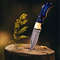 Handmade Damascus Pocket Knife Pakka Blue Handle Leather Sheath Birthday Gift Folding Knife Wedding 0